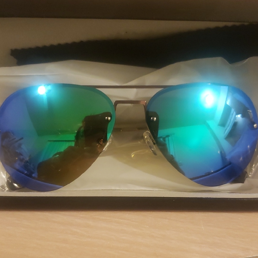 Blue and Green Aviator Sunglasses